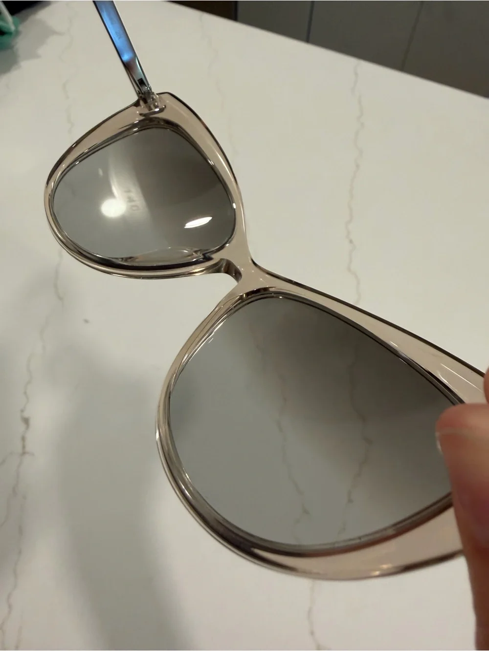 Versace Cat-Eye Sunglasses in Light Beige and Black